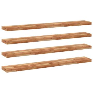 Elegant 4-Piece Floating Shelves in Solid Acacia Wood