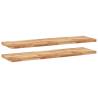 Floating Shelves 2 Pcs | Oil Finished Solid Acacia Wood