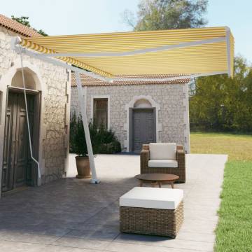 Freestanding Retractable Awning 500x350 cm - Yellow/White