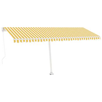 Freestanding Retractable Awning 500x350 cm - Yellow/White