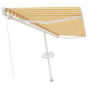 Freestanding Retractable Awning 500x350 cm - Yellow/White