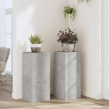 Concrete Grey Plant Stands - 2 pcs | 30x30x70 cm | Durable Design