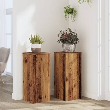 2 pcs Old Wood Plant Stands - Durable & Stylish | Hipomarket