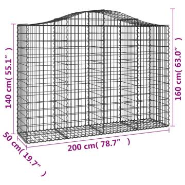 Arched Gabion Baskets - 8 pcs Galvanised Iron | HiPoMarket