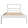 White Bed Frame with Headboard - Small Single 75x190 cm