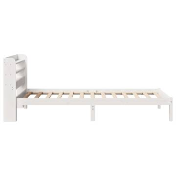 White Bed Frame with Headboard - Small Single 75x190 cm