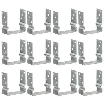 Fence Anchors - 12 pcs Silver Galvanised Steel, 14x6x15 cm