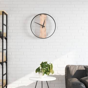 Elegant Brown Wall Clock | Ø35 cm Iron & Oak Wood Decor