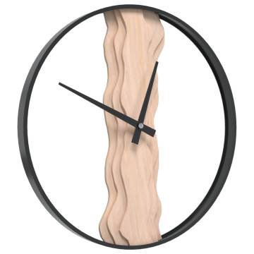 Elegant Brown Wall Clock | Ø35 cm Iron & Oak Wood Decor