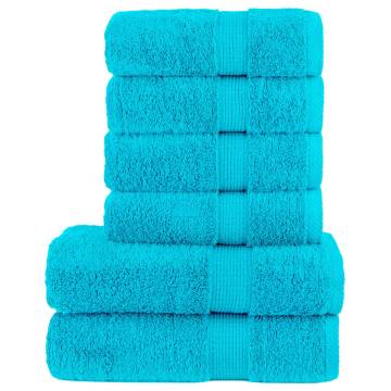 6 Piece Premium Towel Set SOLUND Turquoise - 600 gsm