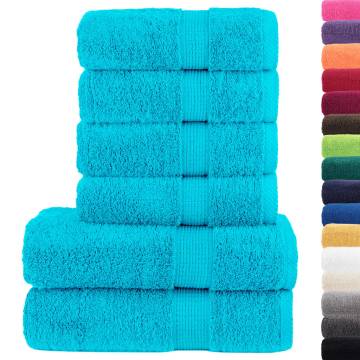 6 Piece Premium Towel Set SOLUND Turquoise - 600 gsm