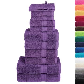 12 Piece Premium Towel Set SOLUND Purple - 600 gsm Luxury