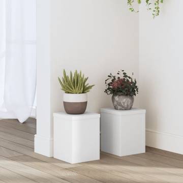 White Plant Stands - 2 pcs - 15x15x20 cm Engineered Wood