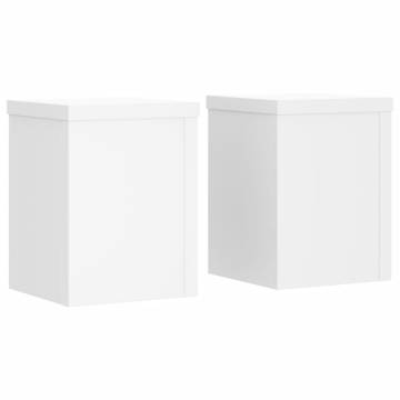 White Plant Stands - 2 pcs - 15x15x20 cm Engineered Wood