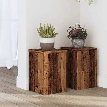 2 pcs Plant Stands in Old Wood - Engineered Wood 20x20x30 cm