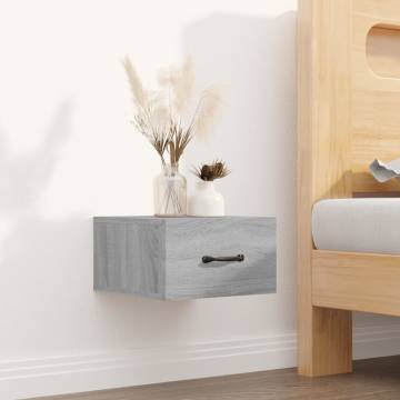 Wall-mounted Bedside Cabinet in Grey Sonoma - Stylish Storage