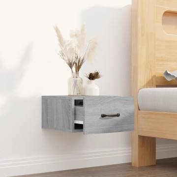 Wall-mounted Bedside Cabinet in Grey Sonoma - Stylish Storage