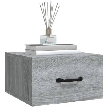 Wall-mounted Bedside Cabinet in Grey Sonoma - Stylish Storage