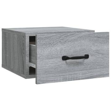 Wall-mounted Bedside Cabinet in Grey Sonoma - Stylish Storage