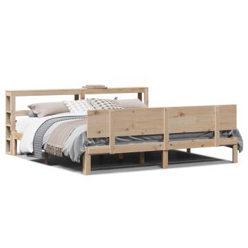 Solid Wood Pine Bed Frame with Headboard 200x200 cm | HipoMarket