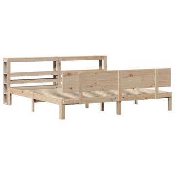 Solid Wood Pine Bed Frame with Headboard 200x200 cm | HipoMarket