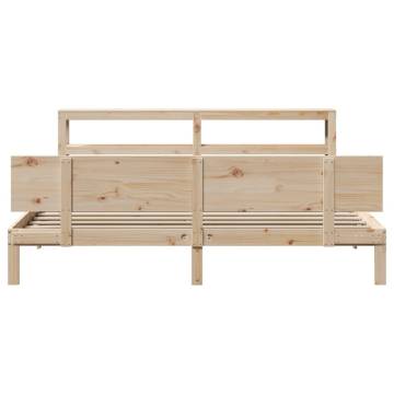 Solid Wood Pine Bed Frame with Headboard 200x200 cm | HipoMarket