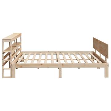 Solid Wood Pine Bed Frame with Headboard 200x200 cm | HipoMarket