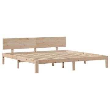 Solid Wood Pine Bed Frame with Headboard 200x200 cm | HipoMarket