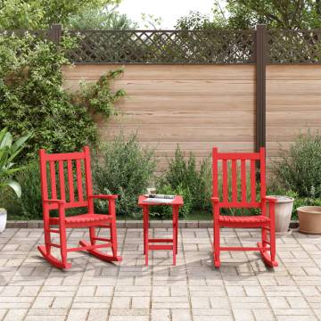 Red Solid Wood Rocking Chairs for Kids - 2 pcs | Hipo Market