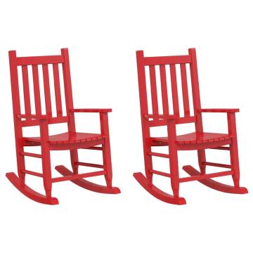 Red Solid Wood Rocking Chairs for Kids - 2 pcs | Hipo Market