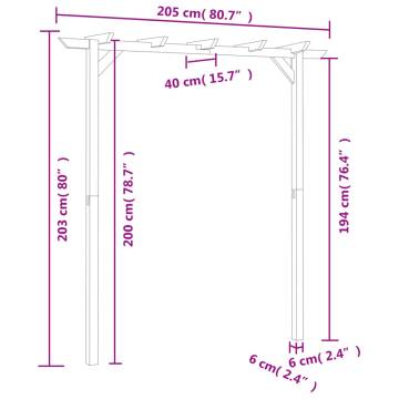 Wooden Garden Pergola 205x40x203 cm - Durable & Rot-Resistant