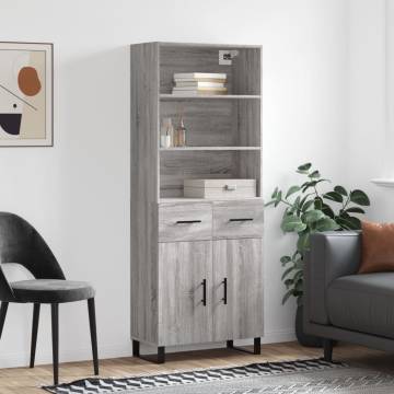 Elegant Highboard Grey Sonoma - Durable Engineered Wood Furniture