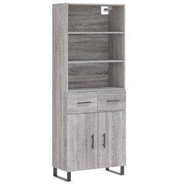 Elegant Highboard Grey Sonoma - Durable Engineered Wood Furniture