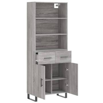 Elegant Highboard Grey Sonoma - Durable Engineered Wood Furniture