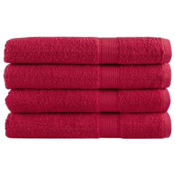 Premium SOLUND Towels Set - 4 Red Towels 100x200 cm 600 gsm