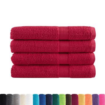 Premium SOLUND Towels Set - 4 Red Towels 100x200 cm 600 gsm