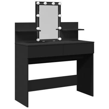 Dressing Table with LED - Stylish Black Vanity 100x40x130 cm