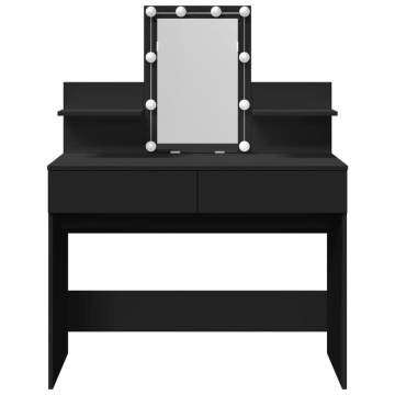 Dressing Table with LED - Stylish Black Vanity 100x40x130 cm