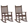 Brown Solid Wood Rocking Chairs for Children - 2 Pcs Set