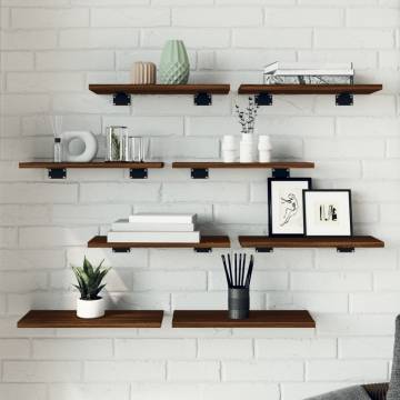 Brown Oak Wall Shelves 8 Pcs - Durable & Stylish Storage