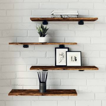 4 pcs Smoked Oak Wall Shelves | Stylish Storage Solution