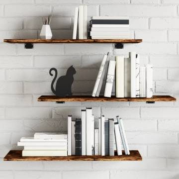 4 pcs Smoked Oak Wall Shelves - Durable & Stylish Storage