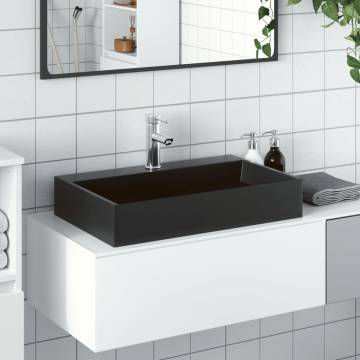 Stylish Matt Black Marble Wash Basin 60x38 cm | HipoMarket