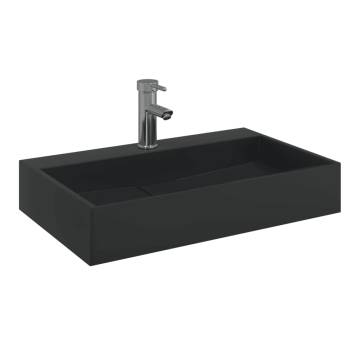 Stylish Matt Black Marble Wash Basin 60x38 cm | HipoMarket