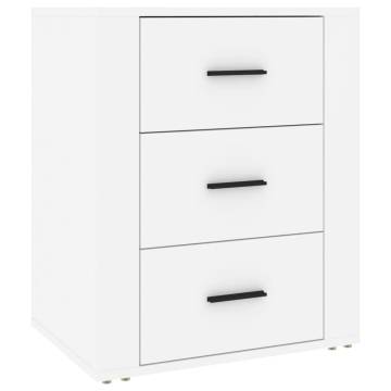 Stylish White Bedside Cabinet - Engineered Wood 50x36x60 cm