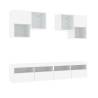 6 Piece TV Wall Cabinet Set with LED Lights - White