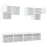 6 Piece TV Wall Cabinet Set with LED Lights - White