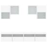 6 Piece TV Wall Cabinet Set with LED Lights - White