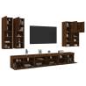 7 Piece TV Wall Cabinet Set with LED Lights Brown Oak Colour brown oak Quantity in Package 1 