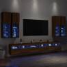 7 Piece LED TV Wall Cabinet Set - Brown Oak | HipoMarket